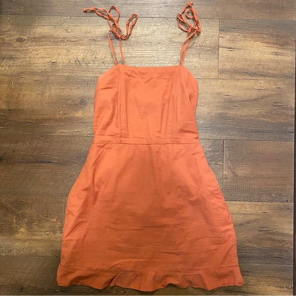Abercrombie Orange Sleeveless Mini Sundress, Linen Feel - Picture 3 of 3